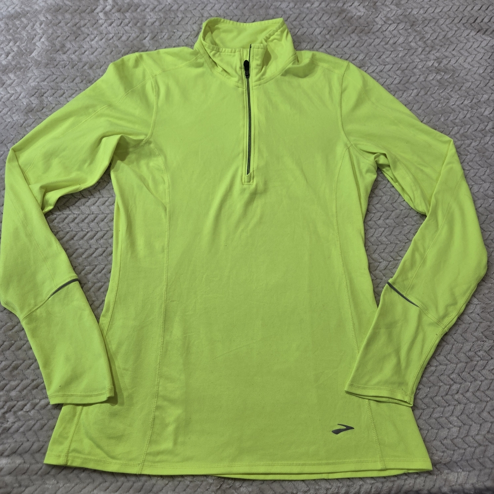 Brooks Women's Neon Yellow Half-Zip Running Top Small